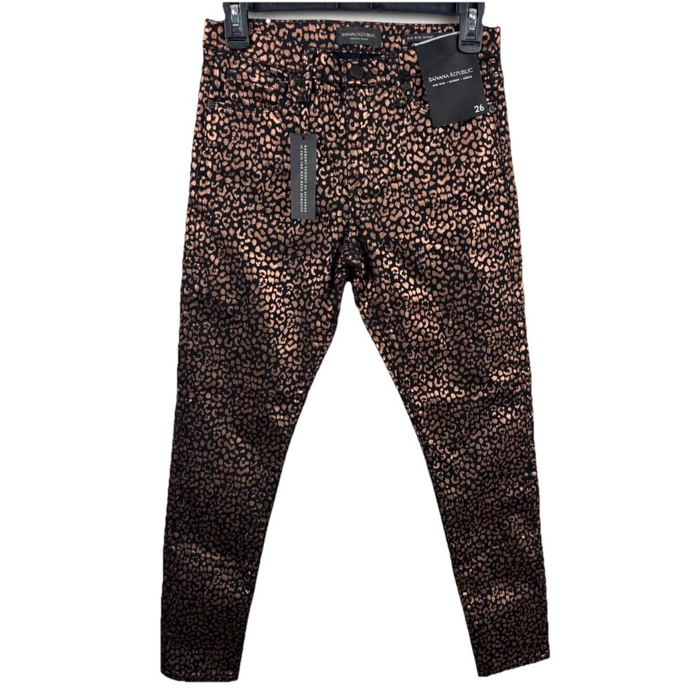 Banana Republic NWT Jeans Womens 26 Gold/Black Denim Mid-Rise Skinny Pants